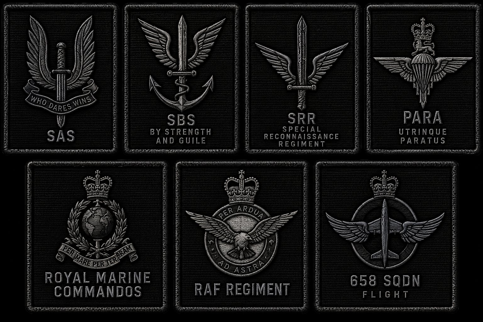 UKJSFG Tac Black unit insignia collection